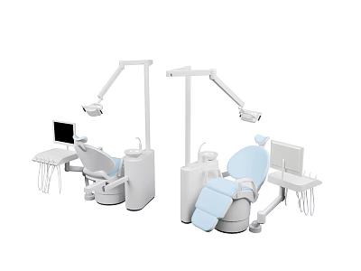 Professional Dental Medical Equipment With Overhead Light Chair Monitor And Instrument Tray 3d model