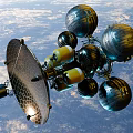 Industrial Equipment With Metallic Spheres Yellow Components Dish Antenna And Connecting Structures
