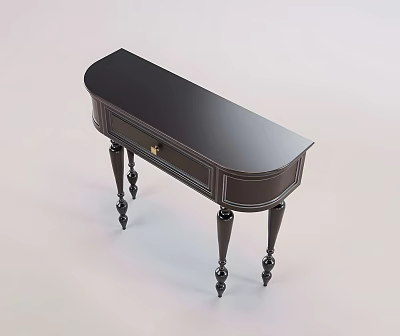 Classic Dark Color Desk With Drawer And Golden Handle Carved Legs 3d model