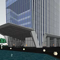 High-rise office building canopy 3d model