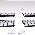 Glass Canopies with Black Frames Various Shapes Including Flat Top and Curved Designs