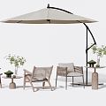 Modern Outdoor Table and Chair Outdoor Leisure Table and Chair Outdoor Chair Rattan Leisure Chair Sunshade 3d model