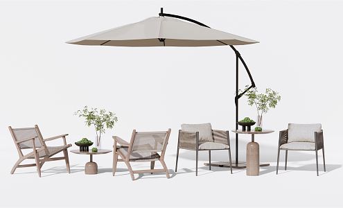 Modern Outdoor Table and Chair Outdoor Leisure Table and Chair Outdoor Chair Rattan Leisure Chair Sunshade 3d model