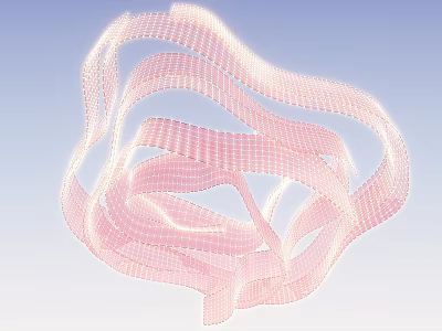 Elegant Modern Pink Chandelier With Multiple Curved Ribbons And Grid Texture 3d model