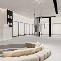 Modern Clothing Store Interior Design With Clothing Racks Glass Counter And Chandelier Lighting