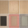 Square Rugs With Simple Textures And Geometric Border Patterns In Various Colors 3d model