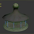 3D Model Gazebo Structure With Dome Top Decorative Ball And Pillar Base