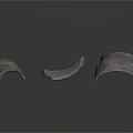 Three Curved Metal Equipment Parts With Textured Surfaces For Industrial Applications