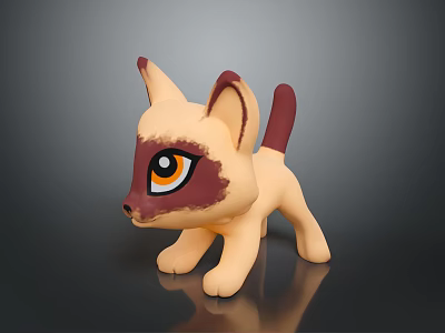 Adorable Game Movie Character 3D Model Featuring Orange Eyes And Brown Fur Design 3d model