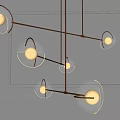 Modern Multiple Spherical Glass Shades Hanging Chandelier With Metal Frame For Interior Decor