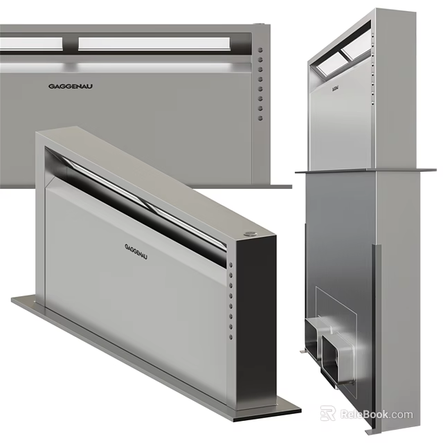Quadromak Silver Kitchen Range Hood With Modern Design And Multiple Angles 3d model 