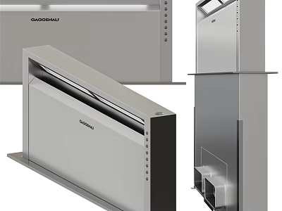 Quadromak Silver Kitchen Range Hood With Modern Design And Multiple Angles 3d model