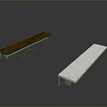 Modern Benches With Wooden And White Marble Tops And Metal Support Legs