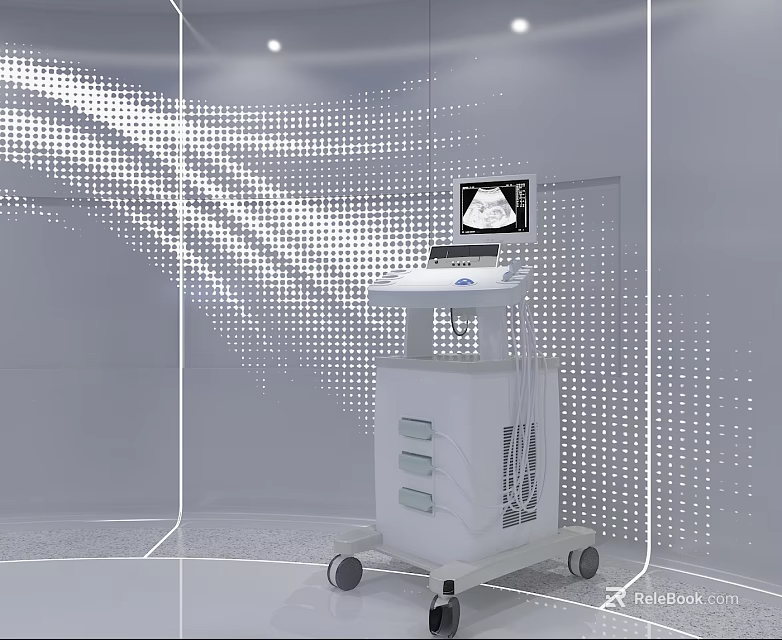 Medical Equipment Ultrasound Diagnostic Machine With Mobile Cart And LCD Display For Clinical Use 3d model 