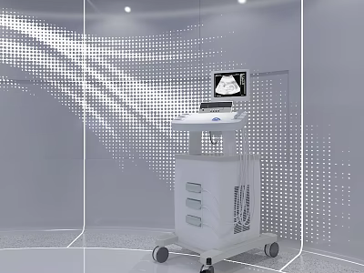 Medical Equipment Ultrasound Diagnostic Machine With Mobile Cart And LCD Display For Clinical Use 3d model