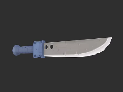 Functional Weapon Design With Blue Handle And White Blade Featuring Two Holes 3d model