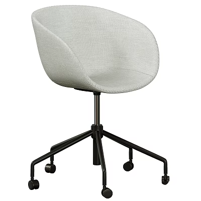 Modern Table and Chair Set with Gray Fabric Chair Black Metal Frame and Wheels 3d model