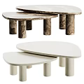 Modern Oval Dining Tables With Red And Beige Marble Tops And Legs