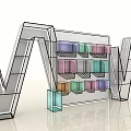 Modern Display Cabinet with Colorful Storage Compartments and Geometric Frame Design