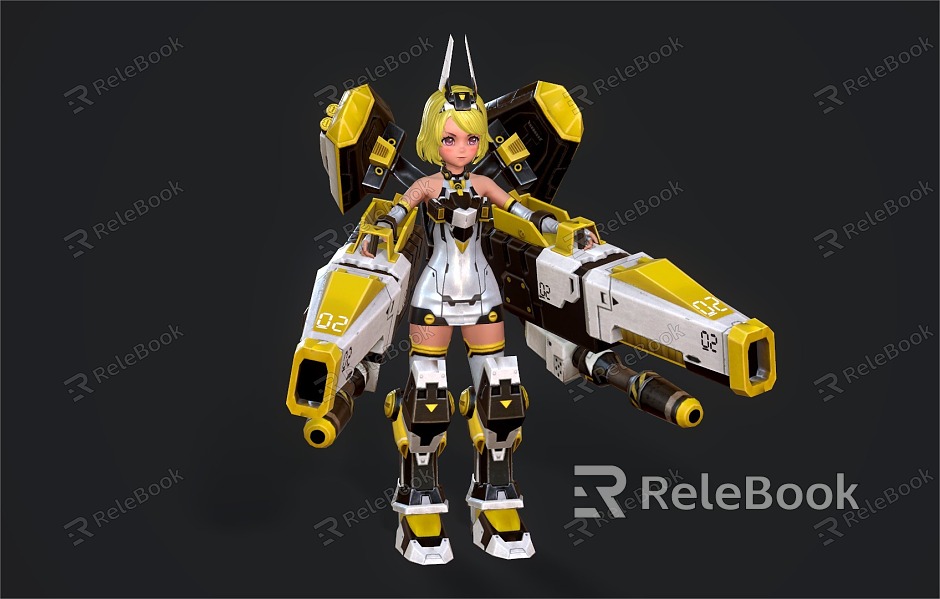 mechanical warrior mechanical girl female warrior game warrior anime character model