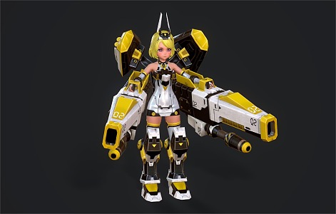 mechanical warrior mechanical girl female warrior game warrior anime character 3d model