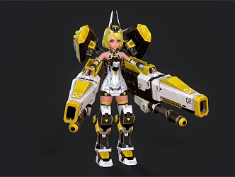 mechanical warrior mechanical girl female warrior game warrior anime character 3d model