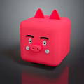 Cartoon Pig Character As Pink Square Piggy Bank With Ears Eyes Nose And Cheeks