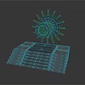 Heavy Duty Metal Spiked Gear Component On Layered Industrial Platform Structure