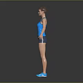 Athlete In Blue Tank Top With Number 2411 Black Shorts And Blue Shoes Arms Outstretched