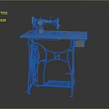 Vintage Sewing Machine With Wooden Tabletop And Metal Stand Retro Style