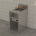 Stainless Steel Kitchen Stove Appliance With Four Burners And Storage Cabinet
