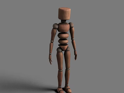 Decorative Wooden Articulated Human Figure Ornament Figurine Set For Home Decor 3d model