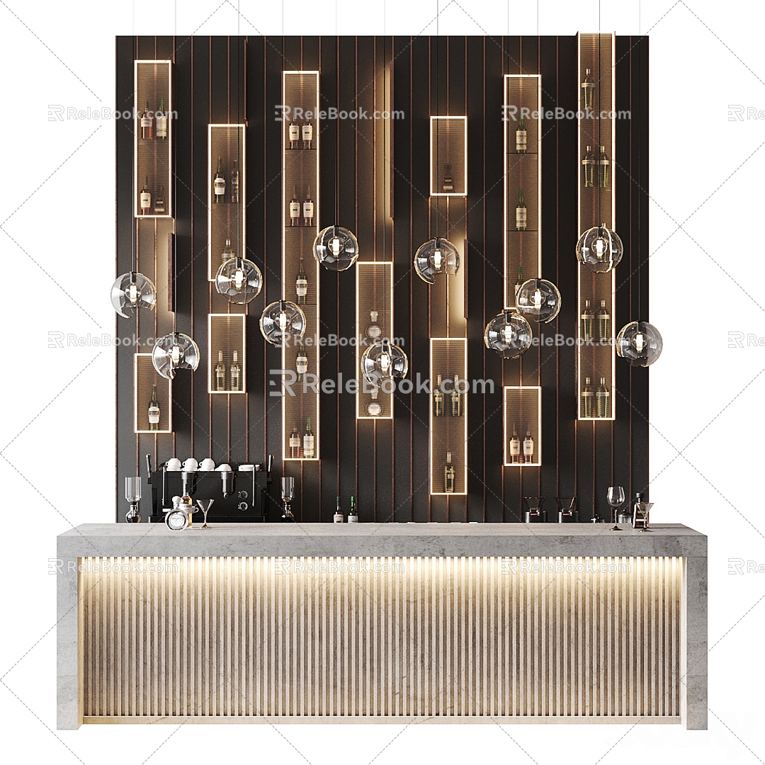 Light Luxury Bar Bar Counter Bar Console 3d model