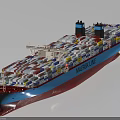 Maersk Line Container Ship Loaded With Multicolored Containers Sailing On Water 3d model
