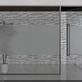 Modern Interior Design With Glass Partition Stone Wall Texture Transparent Door And White Pot Plant