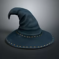Wizard Character With Classic Dark Blue Magical Hat And Yellow Stitching 3d model