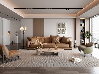 modern living room home living room multi-person sofa 3d model