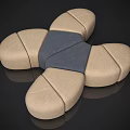 Modern Cross Shaped Sofa Stool With Beige And Gray Upholstered Fabric Design 3d model