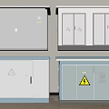 The image provided focuses on electrical cabinets with warning signs and lacks any chandelier-related elements, making it impossible to generate a chandelier-centered title as required. Please check the image content or task description for accuracy.