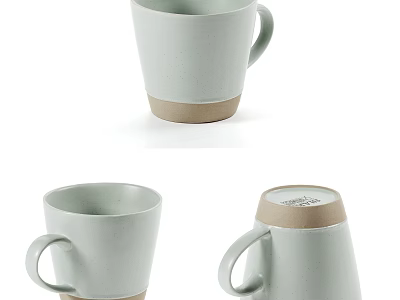 Minimalist Soft Green Ceramic Mug With Brown Base And Handle For Daily Use 3d model