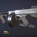 Classic Submachine Gun With Wooden Grip Drum Magazine And Extra Magazine Bullets