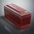 Red Glossy Wooden Box With Decorative Wood Grain Pattern And Fitted Lid