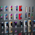 Electronic Appliances Smartphones in Various Colors and Different Models Neatly Arranged