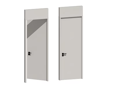 White Swing Doors With Black Handles Simple Design For Interior Use 3d model