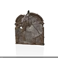 Damaged Stone Arch Structure With Visible Cracks And Supportive Metal Bindings