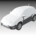 Snow Covered White SUV Car Featuring Roof Antenna And Alloy Wheels