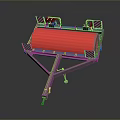 Heavy Duty Road Roller With Red Drum And Reflective Strips On Metal Frame