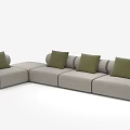 Modern Sectional Sofa In Light Gray With Green Cushions And Comfortable Design 3d model