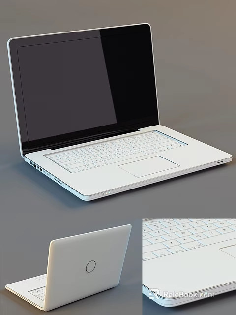 White Portable Laptop With Sleek Keyboard Glossy Screen And Modern Design 3d model 