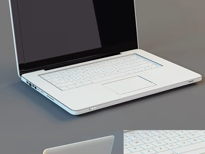 White Portable Laptop With Sleek Keyboard Glossy Screen And Modern Design 3d model